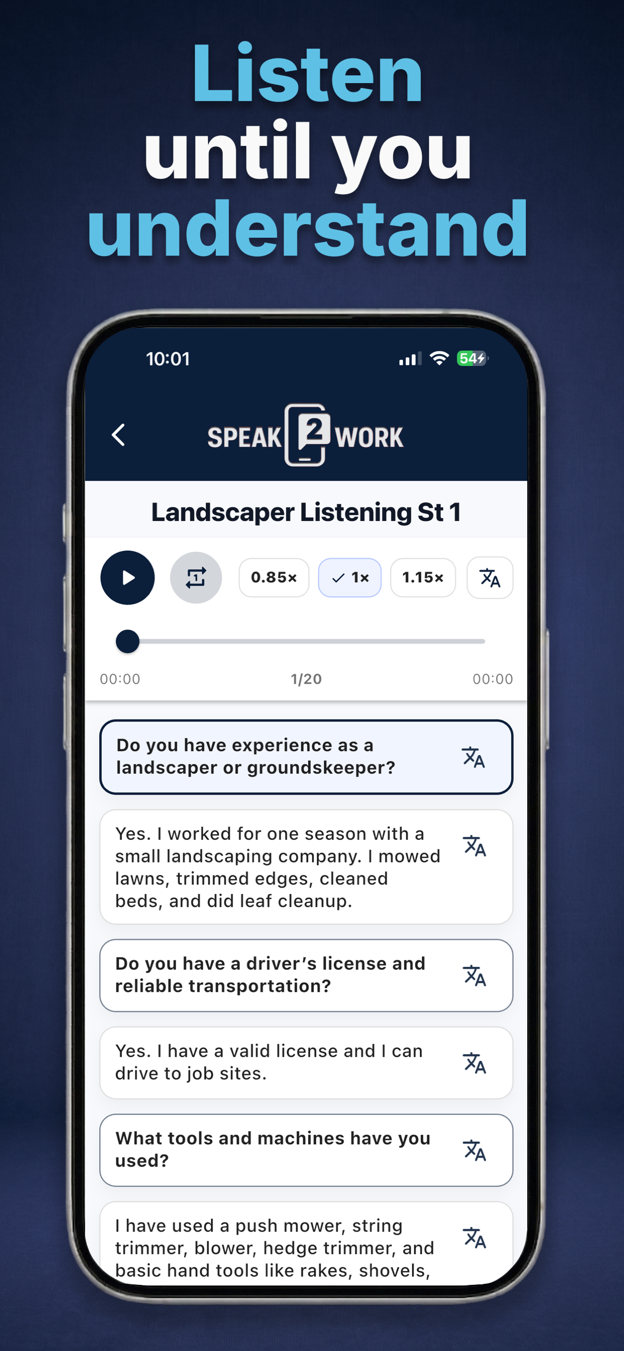 Speak2Work real-job learning blocks and practical English modules.